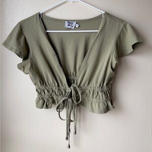 Princess Polly Green Tie Top